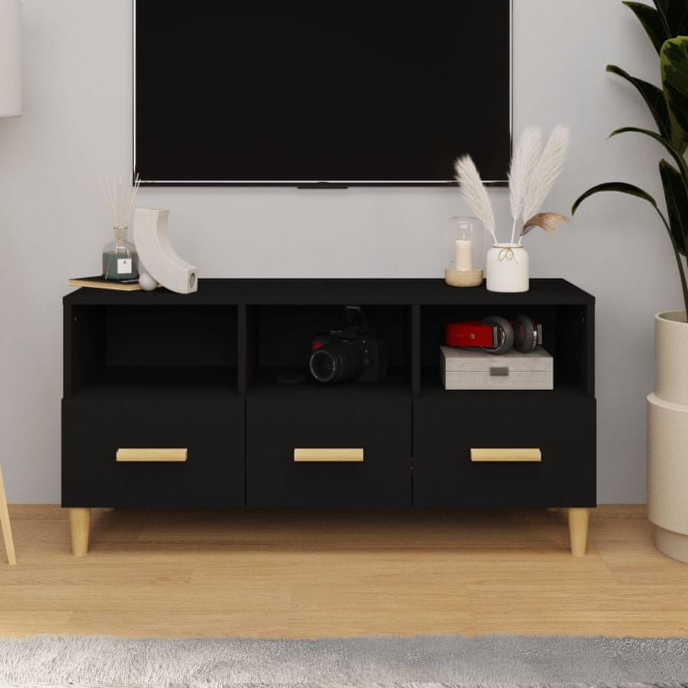 Vidaxl TV stolík čierny 102x36x50 cm spracované drevo